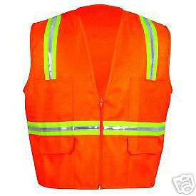 New V4121XXL MultiPocket Orange Safety Vest surveyor style V4121 Size XXL