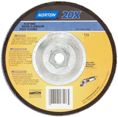 Norton 20X High Performance Abrasive Flap Disc, Type 27, Threaded Hole,