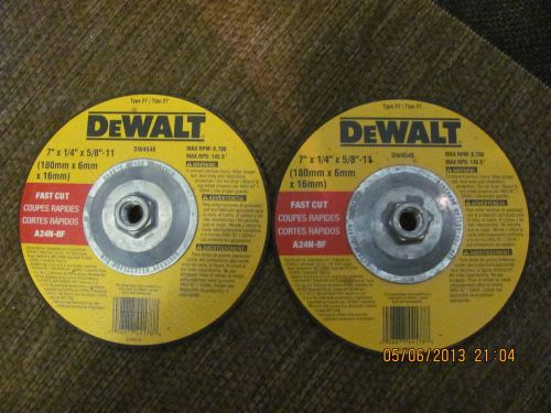Lot of 2   dewalt 7&#034; x 1/4&#034; x 5/8&#034; - 11 fast cut metal grinding whee- dw4548-new for sale