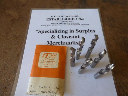 SCREW MACHINE DRILL LETTER &#034;X&#034; 118 POINT HIGH SPEED ITW USA  NEW 6 PCS $11.40