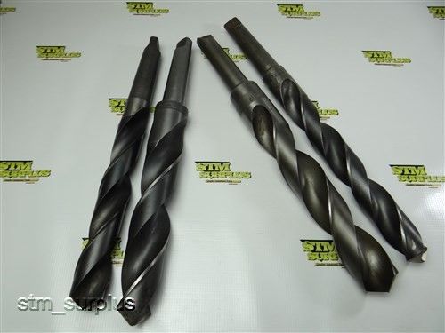 Lot of 4 hss heavy duty taper shank twist drills 1-1/2&#034; and 1-3/16&#034; with 3mt for sale