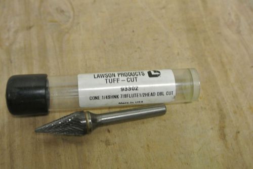 Lawson products tuff cutt 93302, cone 1/4 shank, 7/8 flute 1/2 head double cut for sale