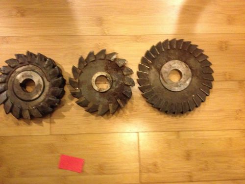 Mixed lot of 3 pieces of 1&#034; hole by 5 to 5 3/4 apprx milling cutters as shown