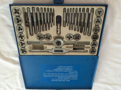 Carbon Steel SAE Tap and Die Set 40 Pc Adjustable Wrench T-Handle Case