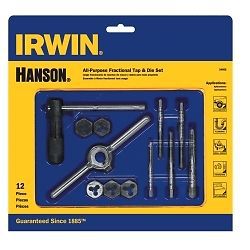 Hanson 24605 12 piece machine screw fractional tap and hex die set for sale