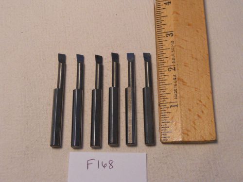 6 USED SOLID CARBIDE BORING BARS. 1/4&#034; SHANK. MICRO 100 STYLE. B-200 (F168}