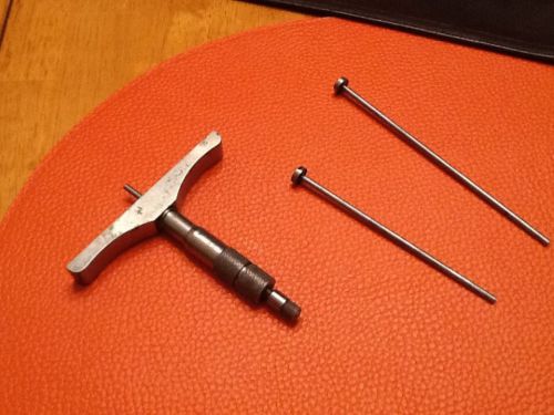 Vintage brown &amp; sharpe  depth micrometer gage with 3 rods, 0-3&#034; for sale