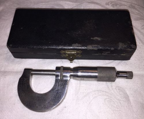 Machinist Micrometer 0-1&#034; 1/1000&#034; Made In Germany Vintage Tool With wood Case.