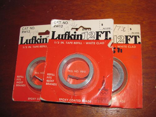 LOT OF 3 BRAND NEW REPLACEMENT 12&#034; MEASURING TAPE BLADES . 1/2&#034; WIDE , LUFKIN