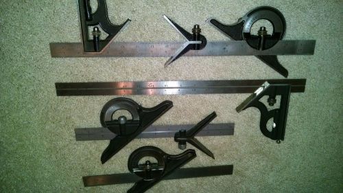 Starrett Combination Squares (Two 18&#034; and Two 12&#034;) most. not all parts Starrett
