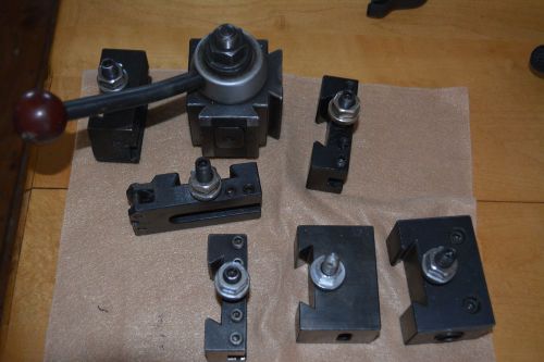 Phase ii tool post &amp; six ( 6) tool holders  size  axa or 100 for sale