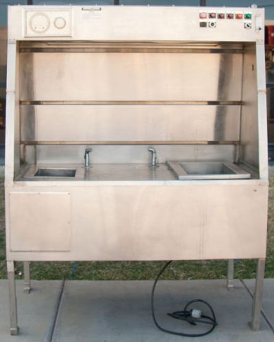 5 ft stainless steel fume hood workstation w/ultrasonic sinks/tanks (sink/tank) for sale