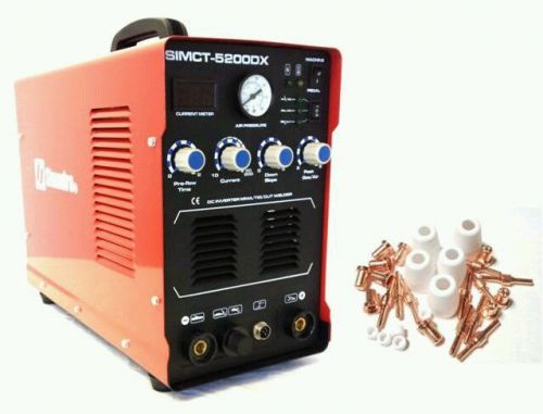 Simadre simct-5200dx 50a plasma cutter 200a tig arc mma welder &amp; extra 30 cons for sale