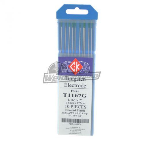 CK T1167G Pure Tungsten Electrode 1/16&#034; X 7&#034; Pkg = 10
