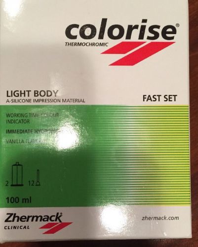 ZHERMACK Colorise Silicon Dental Impression Material Fast Set 2 cartridges NEW