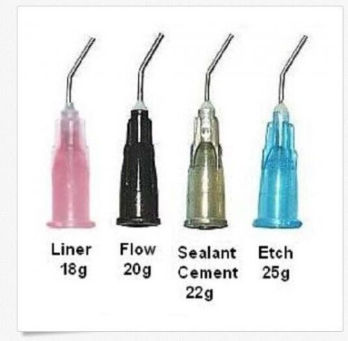 Pre bent flow needle tips pink 20g gauge flow sealant 100 pack dental crazy sale for sale
