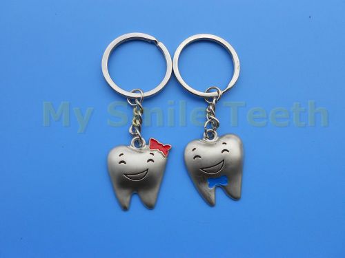 1 Pair Dental Teeth Tooth Shape Model Metal Key Chain Dental Clinic Culture