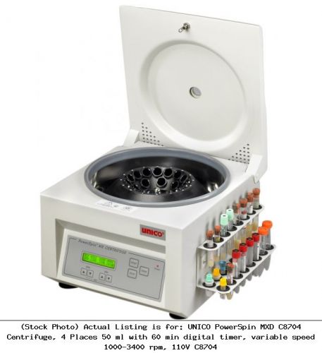 Unico powerspin mxd c8704 centrifuge, 4 places 50 ml with 60 min digital timer for sale
