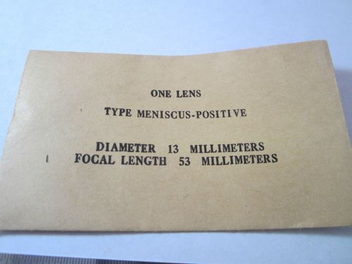OPTICAL LENS 13mm Diameter Focal Length 53mm LASER OPTICS BIN#1B