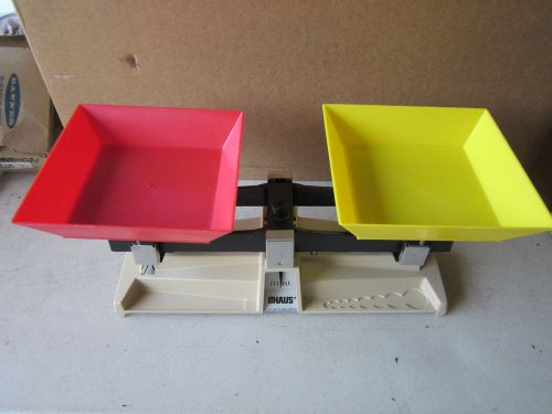 Ohaus model 1200 mechanical scale / balance red &amp; yellow trays for sale