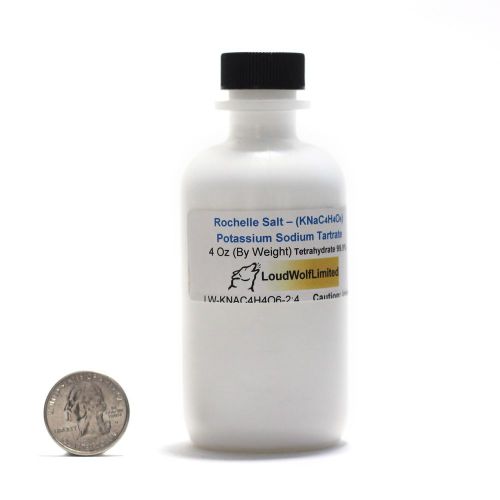 Potassium Sodium Tartate &#034;Rochelle Salt&#034;  (99.9%)  Fine Powder  4 Oz SHIPS FAST