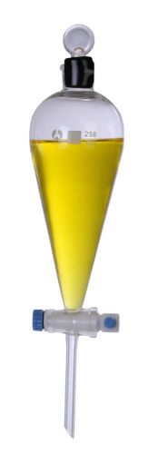Glass separatory funnel 250ml ptfe stopcock for sale