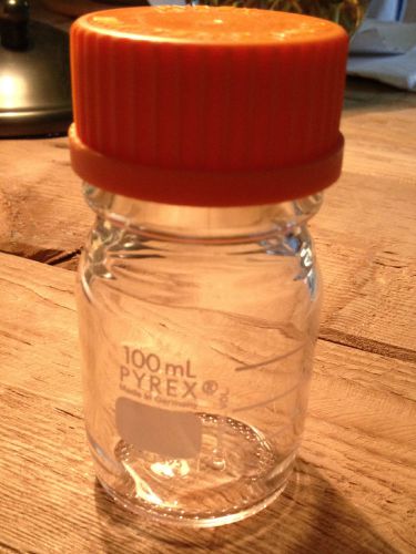 100ML corning pyrex lab glassware media bottle no. 1395 orange screw on cap