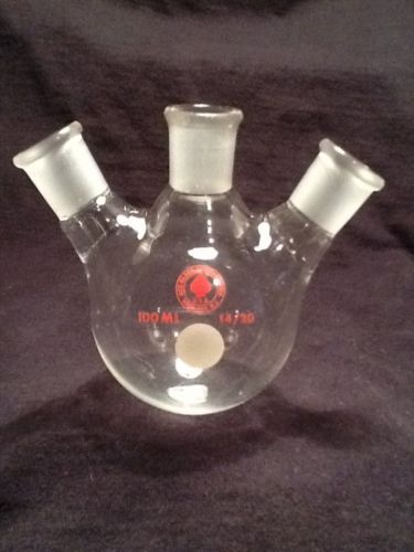 ACE GLASS 100ml Angled 3-Neck Round Bottom Flask with 14/20 Joints