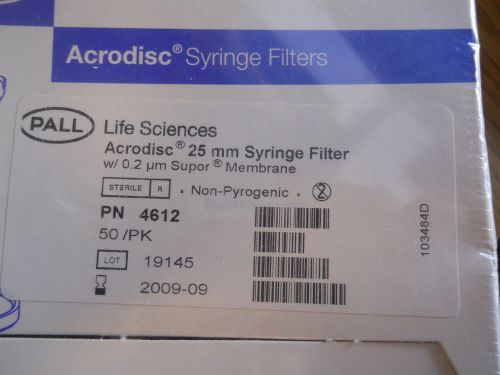 PALL Life Sciences Acrodisc 25mm Syringe Filter 4612 0.2um supor membrane (50pc)