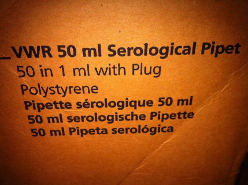 VWR 53283-712 50 in 1ml Individually Wrapped Pipet New In Box QTY of 100