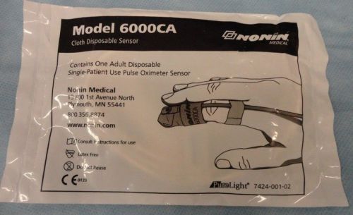 Nonin Medical Cloth Disposable Sensor Model 6000CA Pulse Oximeter Sensor