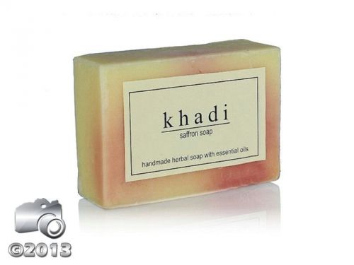 100% GENUINE KHADI HERBAL PRODUCT NEW SAFFRON SOAP USES SAFFRON OIL &amp; SAFFRON