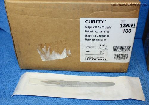 KENDALL Curity Scalpel Handle w/ No. 11 Stainless Blade Sterile 100 Each 139091