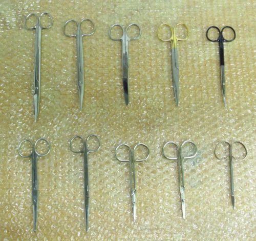 Lot of 10 surgical scissors - sico, codman, miltex, stille for sale
