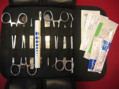 TOP QUALITY MILITARY FIELD SURGICAL KIT STAINLESS INSTUMENTS BLACK GI FIRST AID