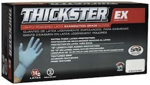 Latex 14mil (powdered) disposable gloves--- box -- large for sale