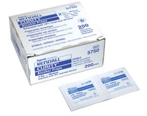 Kendall curity 5750 / 5150 alcohol prep pads sterile medium 200/box for sale