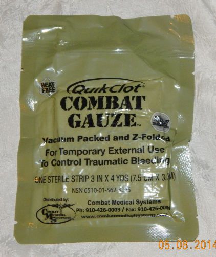 2016/12  2x Quick Clot Combat Gauze  Freshest Vacuum Sealed Z Fold Heat Free