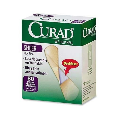Medline Curad Sheer Bandages, Clear, 80 per Pack Set of 3