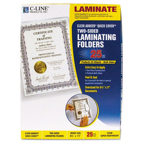 C-Line Quick Cover Laminating Folders, 12 mil, 9-1/8x11-1/2, 25/Pk CLI65187