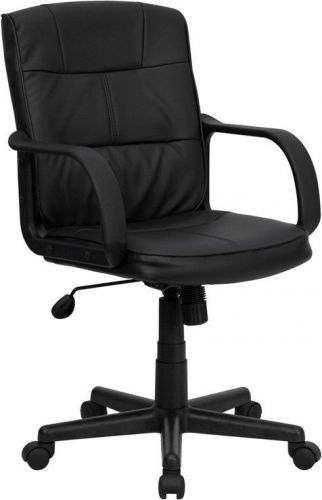 Flash furniture mid-back black leather office chair with nylon arms for sale