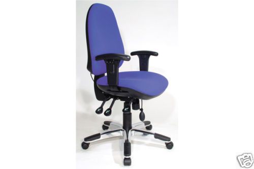 Office chair with lumbar pump and adj arms in blue for sale