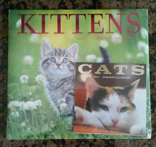 2015 KITTENS 12 month wall calendar + BONUS mini CATS calendar Brand New Sealed