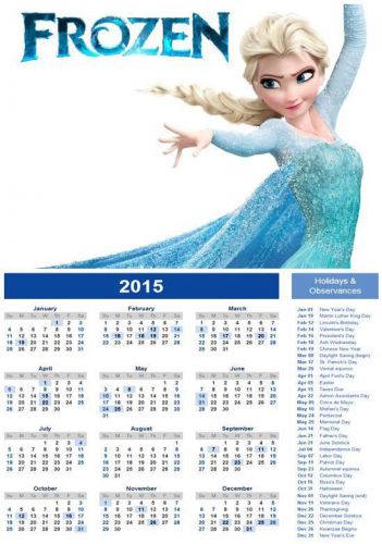 2015 PERSONALIZED Disney Frozen PHOTO CALENDAR stocking filler A4 size Laminated