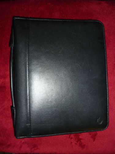 FRANKLIN COVEY BLACK LEATHER BINDER ORGANIZER PLANNER, CLASSIC, ZIPPERED, HANDLE