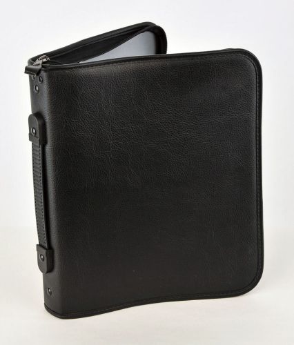 MULTI RING PORTFOLIO ZIPPERED BLACK LEATHERETTE ARTIST PHOTOGRAPHER BINDER