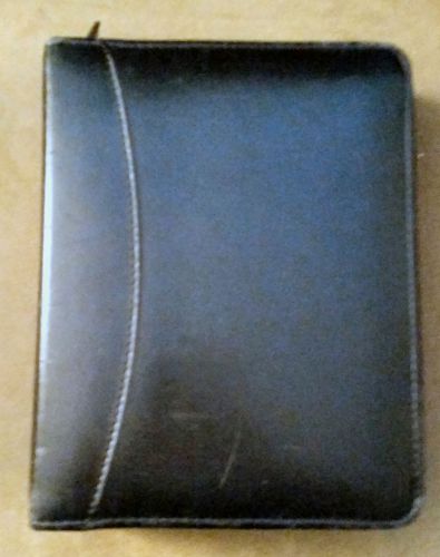 Franklin planner black leather 8 1/2&#034; by 6 1/2&#034; zip closure 3 biz card for sale