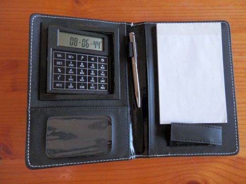 Porofolio notepad organizer with calculator and pen holder for sale