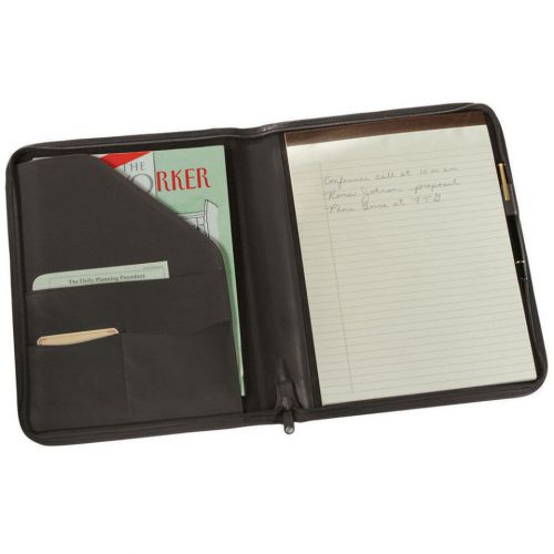 Royce leather zip around writing padfolio - black for sale
