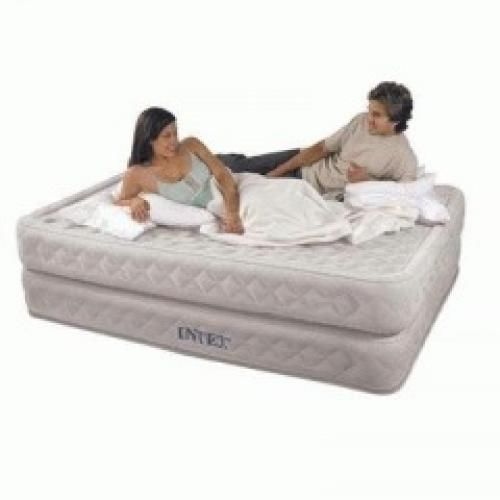 Intex supreme air-flow queen airbed nylon flocked with built-in electric pump for sale